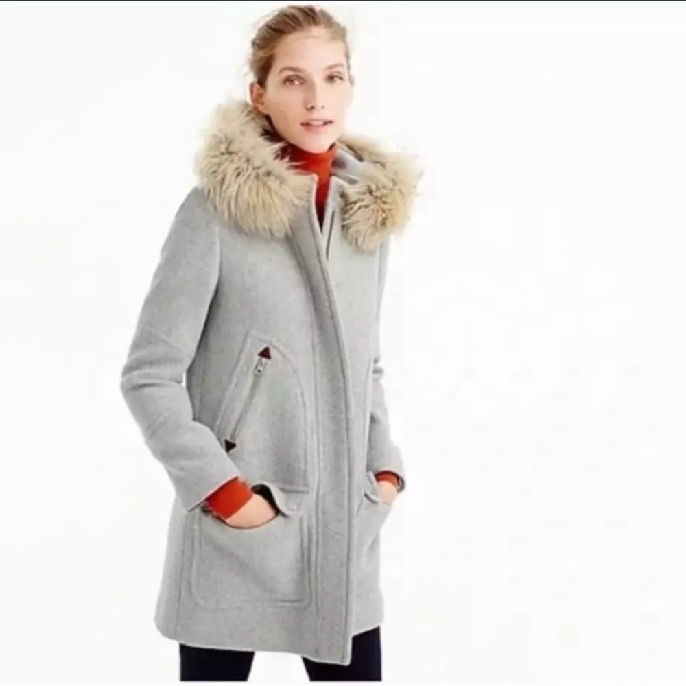 J.crew Chateau Parka in Italian Stadium Cloth with Removable Faux Fur Trim